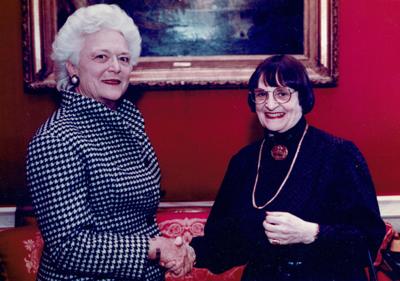 Madalon Amenta meets first lady Barbara Bush